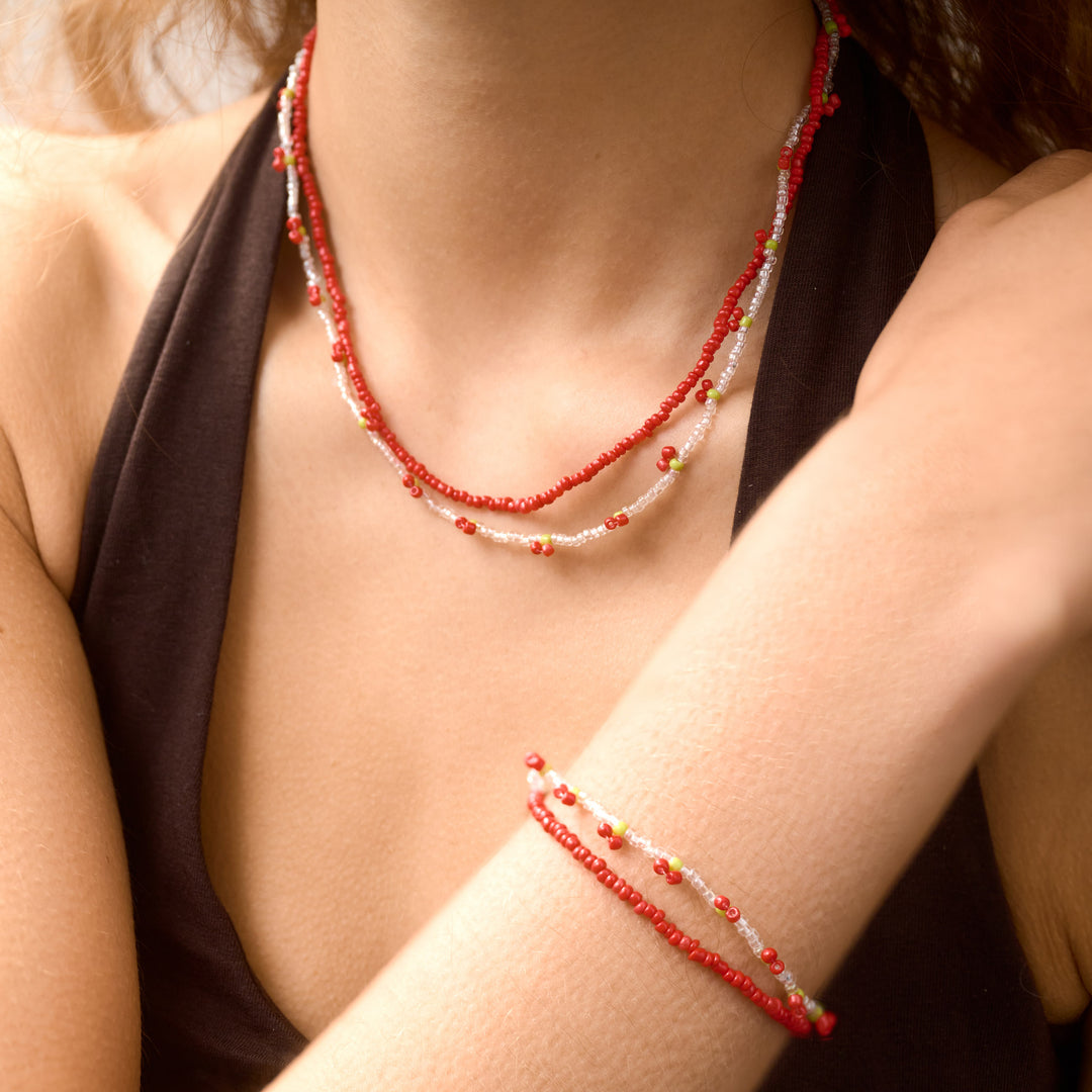 Leonie - Dubbele Kersen Kralen Armband