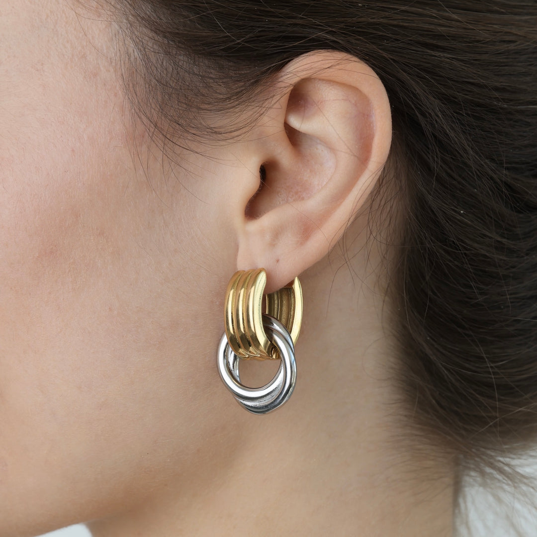Nea – duo hoop earrings in stainless steel | Timi of Sweden
