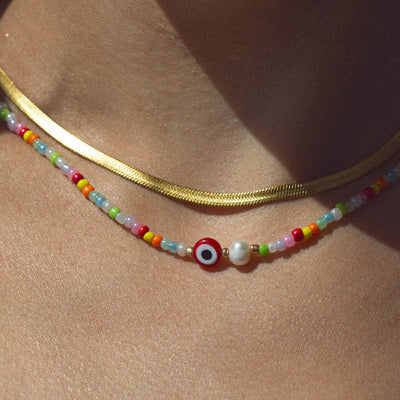 Suzy - Boze oog kleurrijke kralen ketting