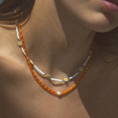 Astrid - Flower Daisy emaille ketting