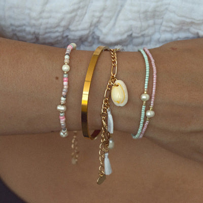 Tess - Pastel Kraal en Parel Armband