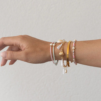 Tess - Pastel Kraal en Parel Armband