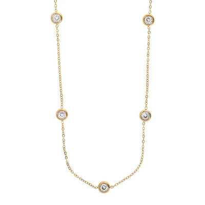 Michelle - Necklace with Gold Dipped Crystals Stainless Steel
