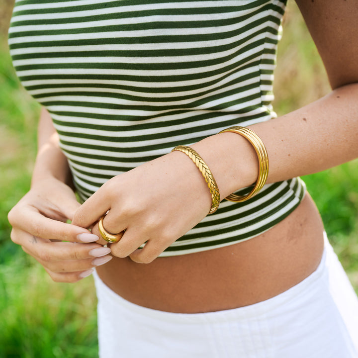 Elvira - Drievoudige Bangle Armband RVS