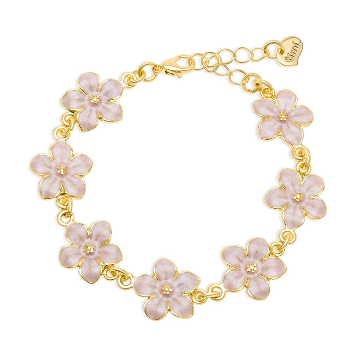 Adeline - Roze Emaille Bloem Kettingarmband