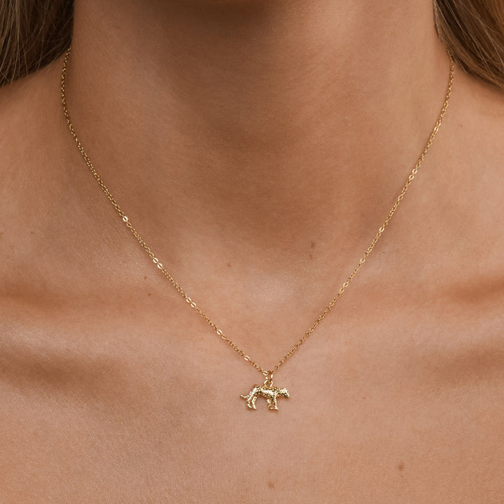 Quinn - Gouden Leoprint Charm Dangle Ketting