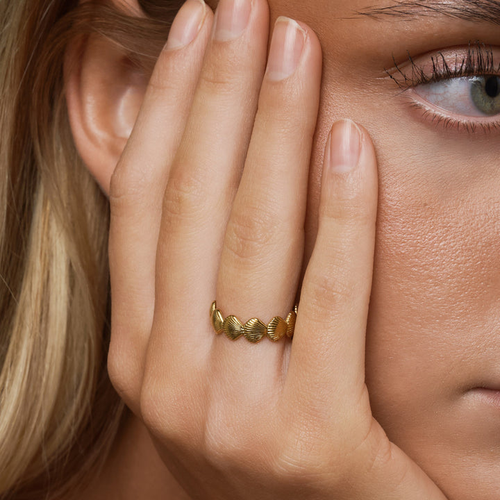 Ane - Seashell Adjustable Ring Stainless Steel