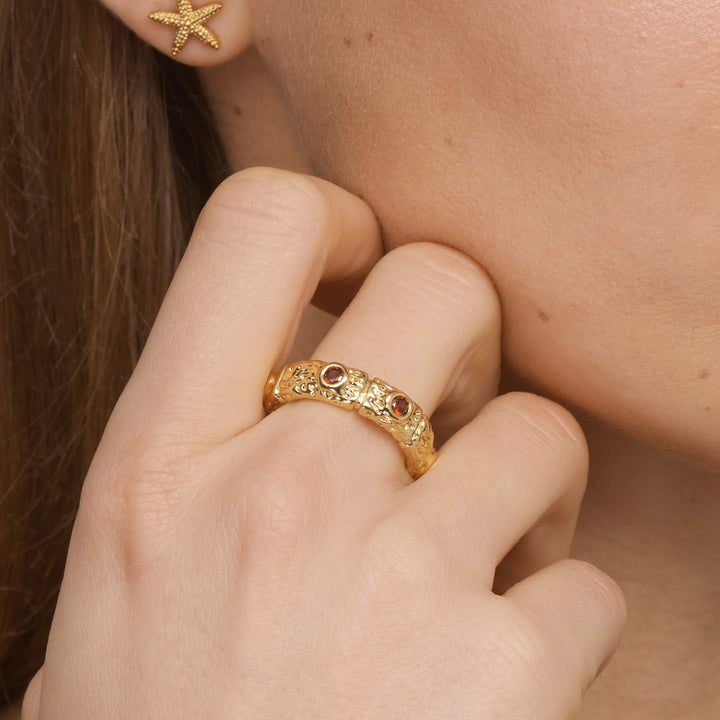 Camille - Chunky Rode Kristallen Ring