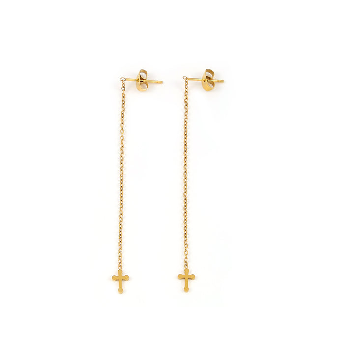 Claudia - Cross Chain Stud Oorbellen RVS