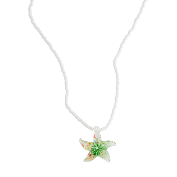 Serafina  - Glass Starfish Necklace Stainless Steel