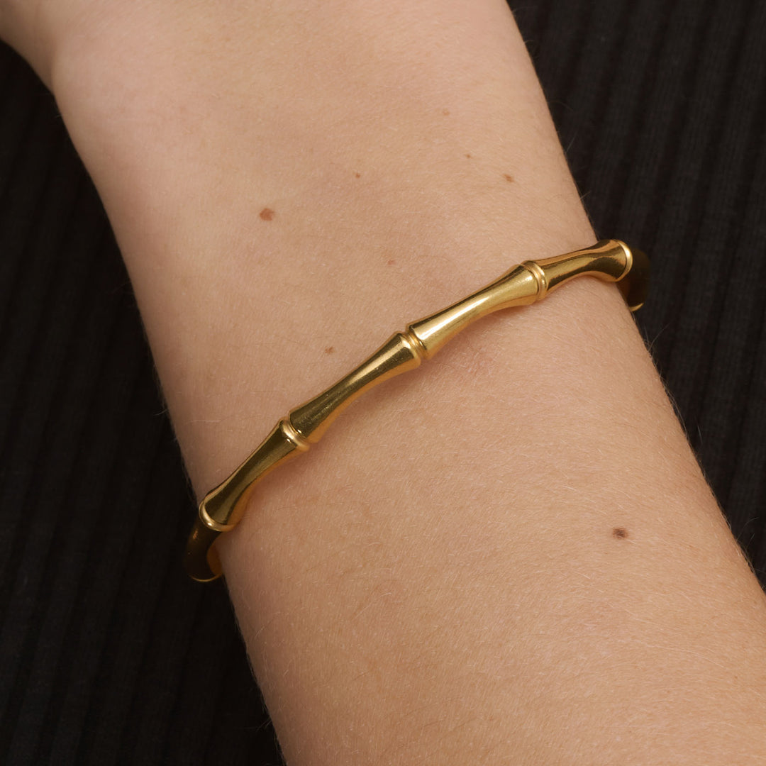 Tyra - Bamboe Armband Bangle Roestvrij Staal