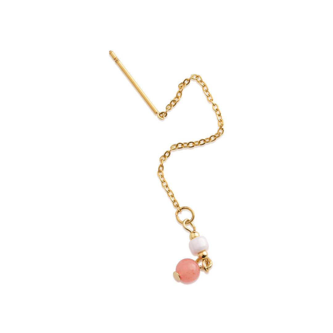 Ada - Coral Bead Chain Earrings Stainless Steel