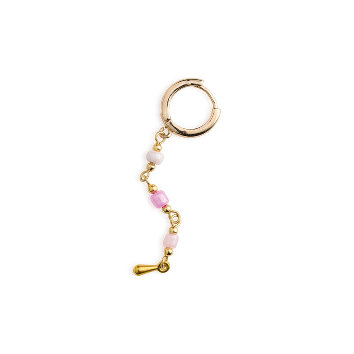 Alia - Pink Bead Hoop Earrings Stainless Steel