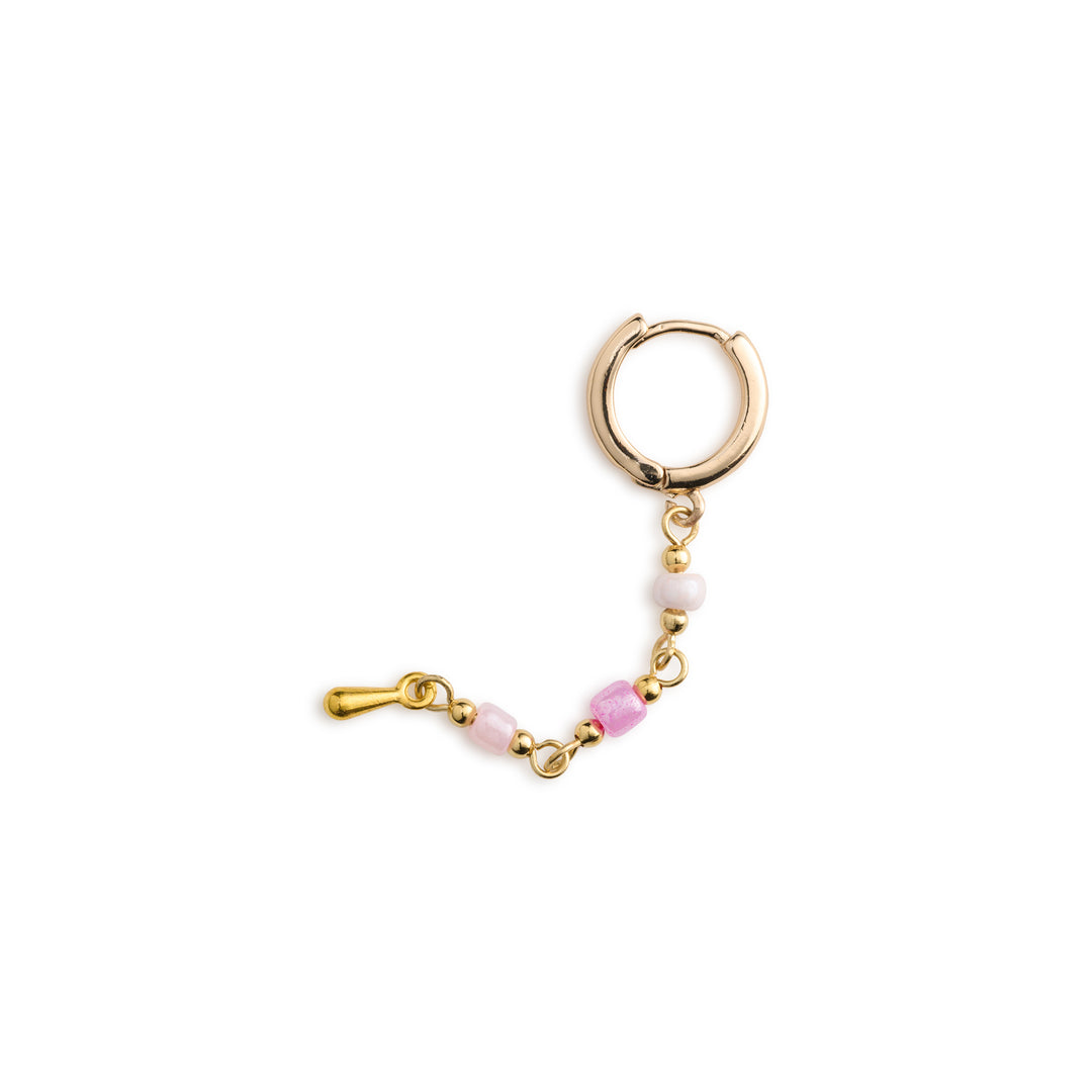 Alia - Pink Bead Hoop Earrings Stainless Steel