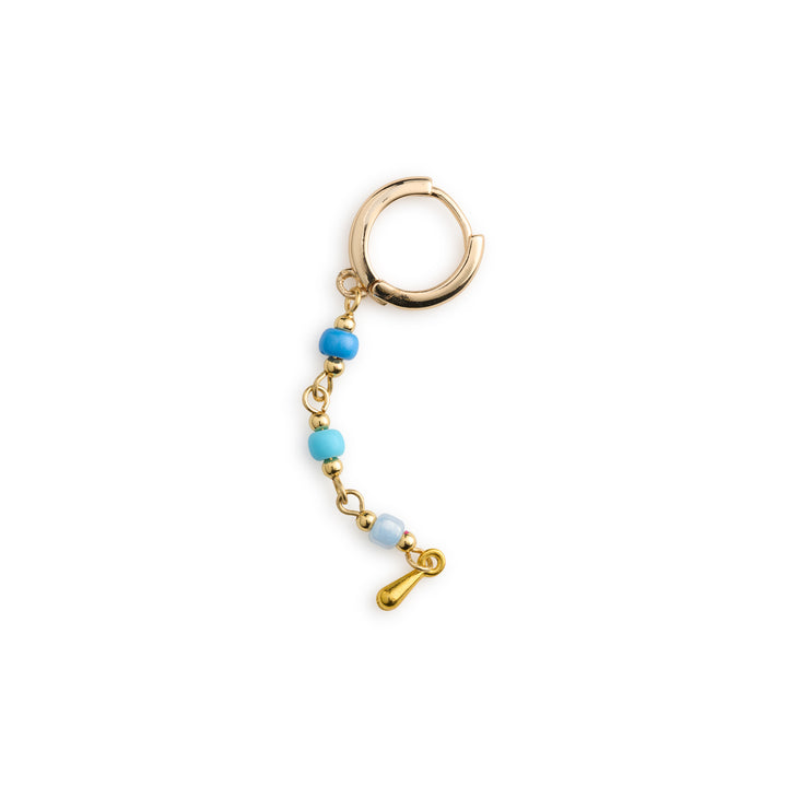Alia - Blue Bead Hoop Earrings Stainless Steel
