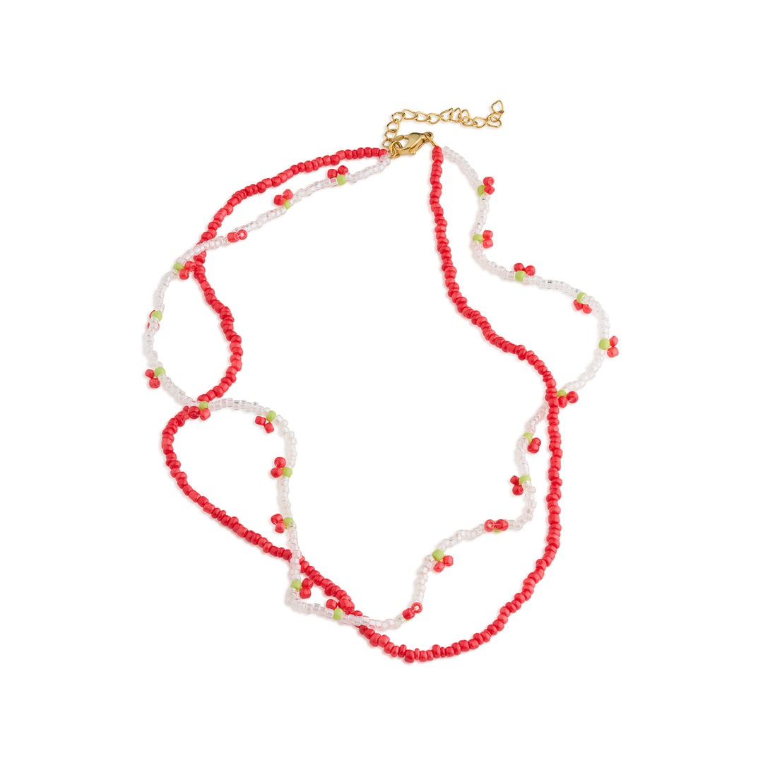 Leonie - Dubbele ketting met kersenparels