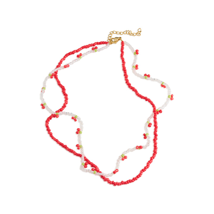 Leonie - Dubbele ketting met kersenparels