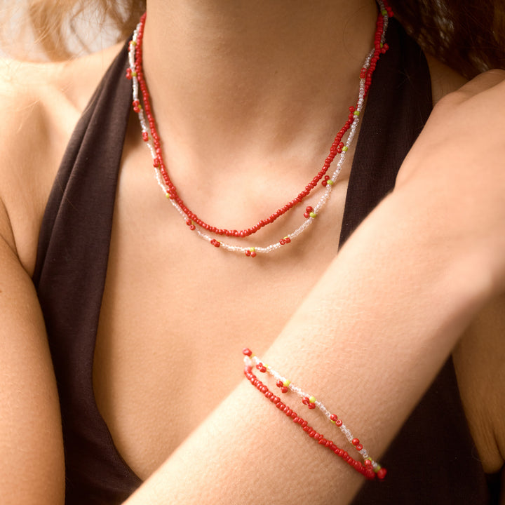 Leonie - Dubbele ketting met kersenparels