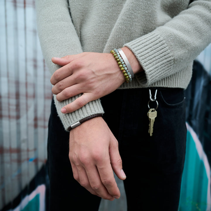 Erik - stenen kralen armband roestvrij staal