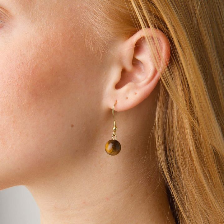 Birgit - Tijgeroog Oorbellen Roestvrij Staal