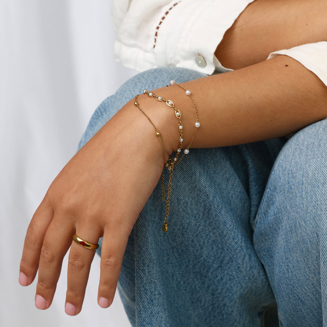 Nanna - Parelketting Armband Roestvrij Staal