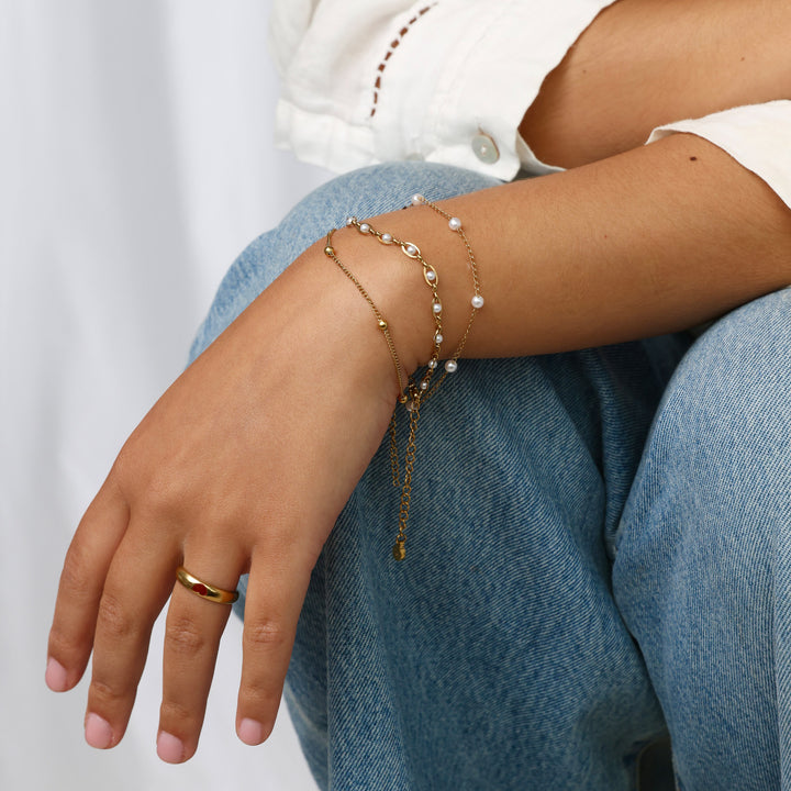 Nanna - Parelketting Armband Roestvrij Staal