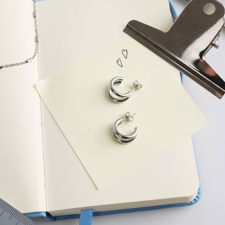 Heylin - Dubbele Oorringen van Roestvrij Staal