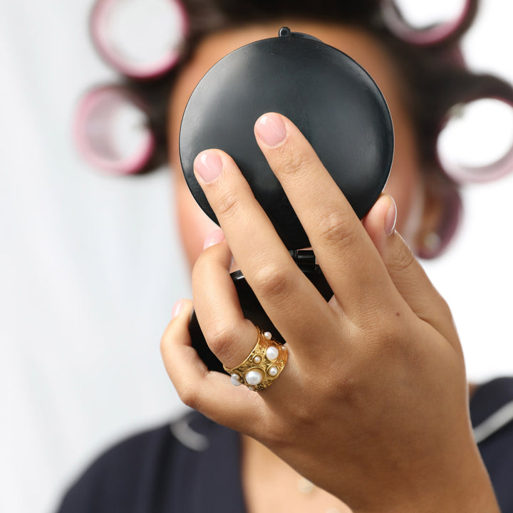 Kerstin - Geslagen Parelring Roestvrij Staal