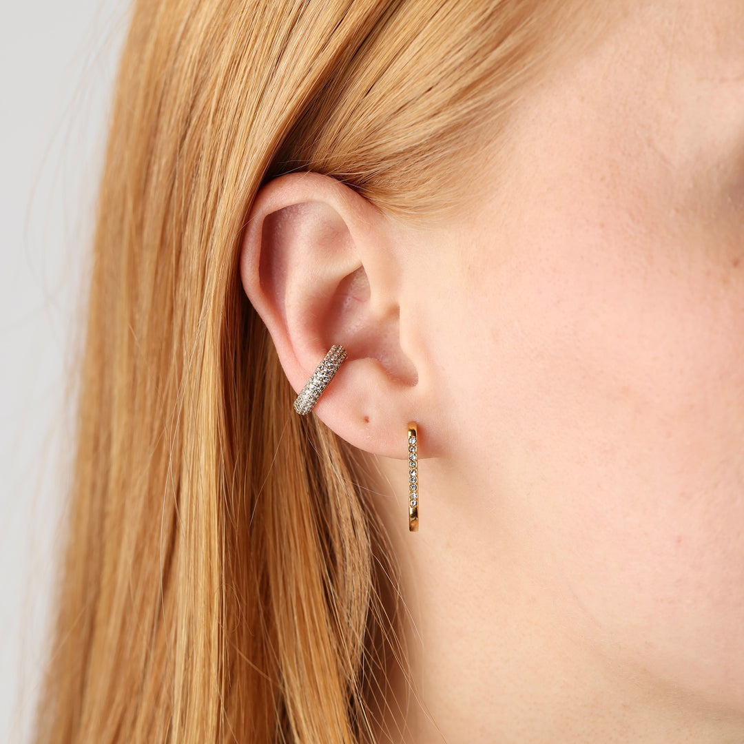 Celeste - Kristal Oorringen in Hoepelvorm van Roestvrij Staal