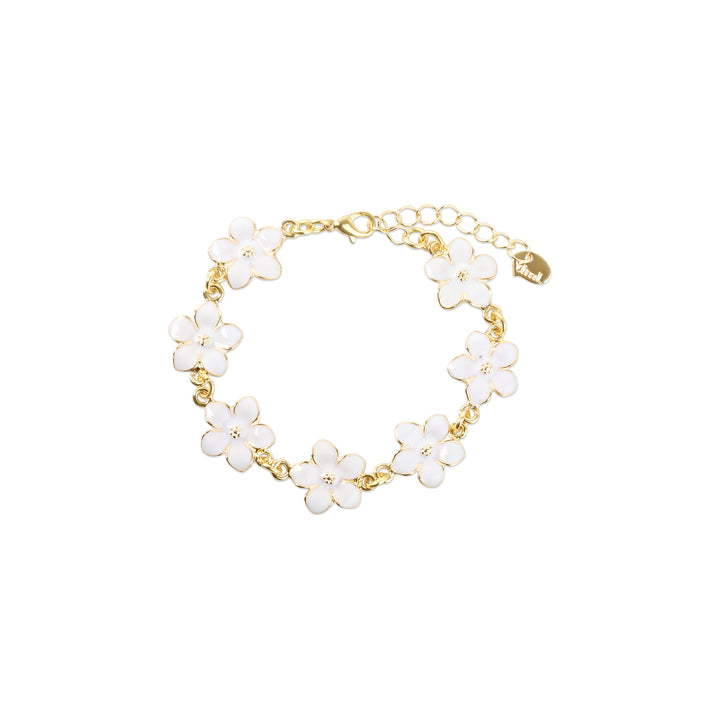 Adeline - Emaille Bloemenketting Armband Wit
