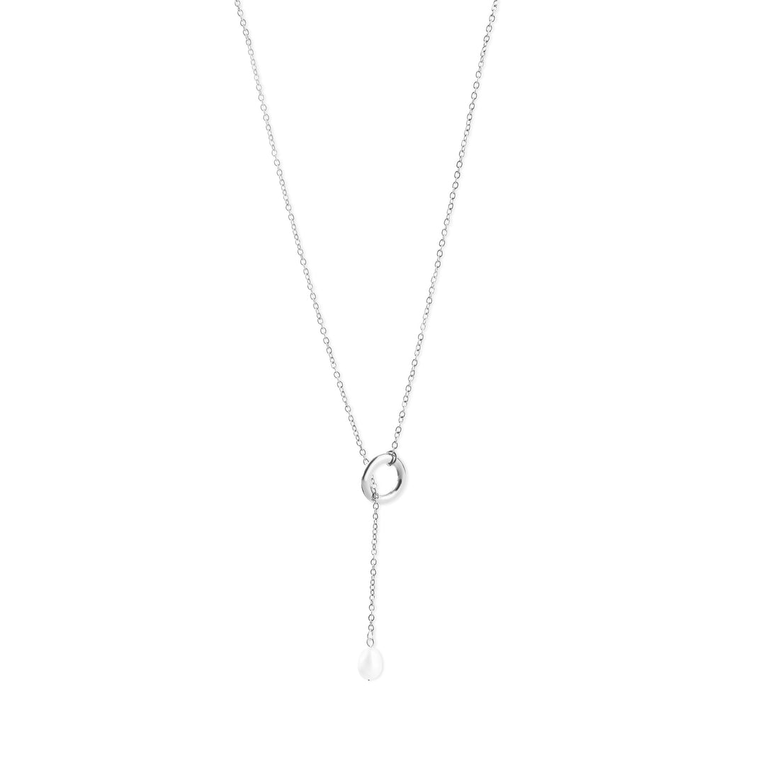 Boel - Lariat Pearl Necklace Stainless Steel
