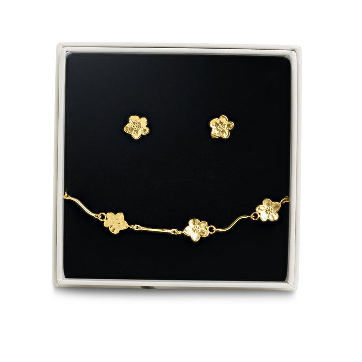 Jewellery Set - Flower Earrings &amp; Bracelet in Stainless Steel | Timi of Sweden