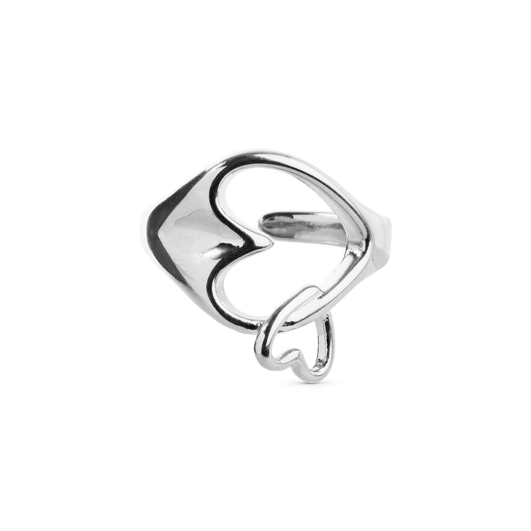 Britta – heart ring in stainless steel, silver | Timi of Sweden
