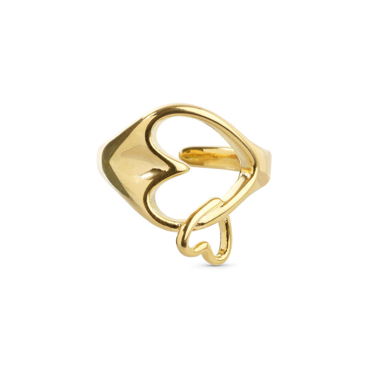 Britta – heart ring in stainless steel, gold | Timi of Sweden