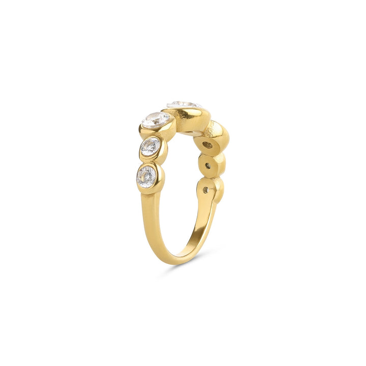 Noell – ring met kristal van roestvrij staal, goud | Timi of Sweden