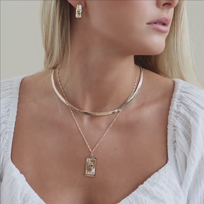 Lana - Zon en stralen grote vierkante plaat ketting
