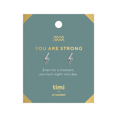 You are Strong Lightning Earrings Silver