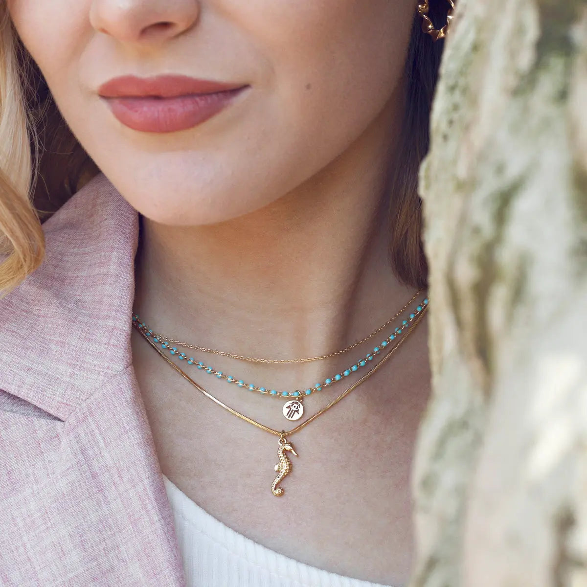 turquoise ballen ketting