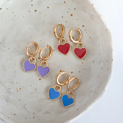 Emaille Hart Hoop Earring