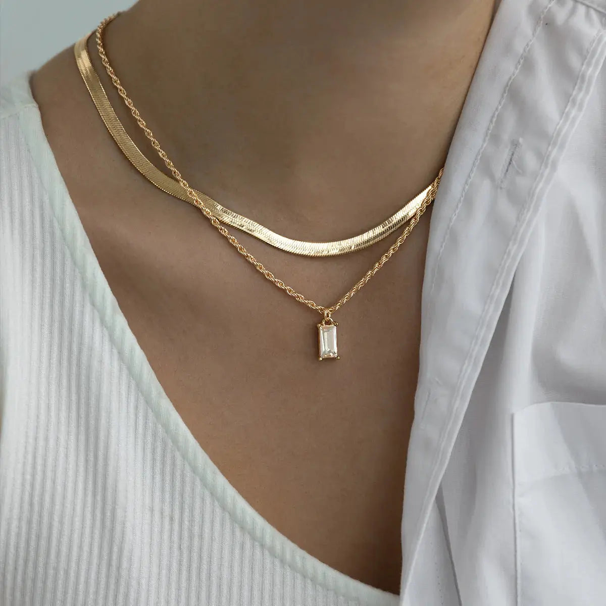 Kristallen set met ketting en oorbellen