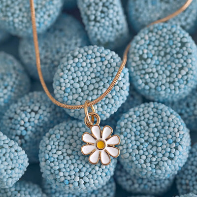 Emaille madeliefje ketting