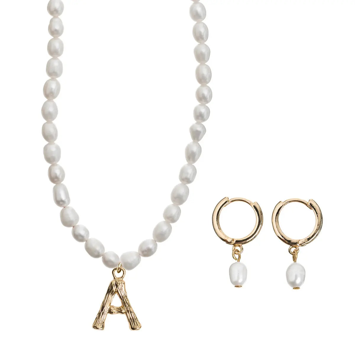 Gepersonaliseerde parelketting met pareloorbellen set