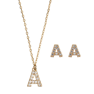 Gepersonaliseerde kristallen ketting en oorbellen set