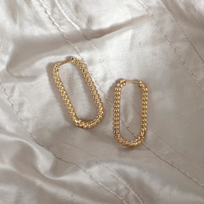 Ovale Twisted Earring Hoop - Goud