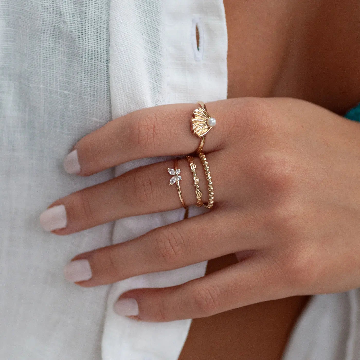 Aria - Schelp met Parel Ring