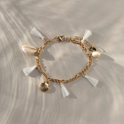 Nora - Tassle Kauri Shell Parel Chunky Armband