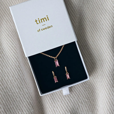 Kristallen set met ketting en oorbellen
