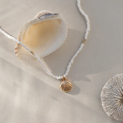 Ellie - Zeemeermin Shell witte kralen ketting