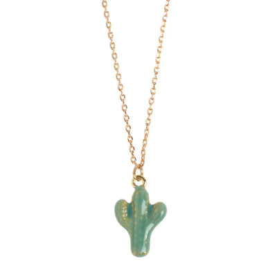 Doris - Green Cactus Enamel Necklace