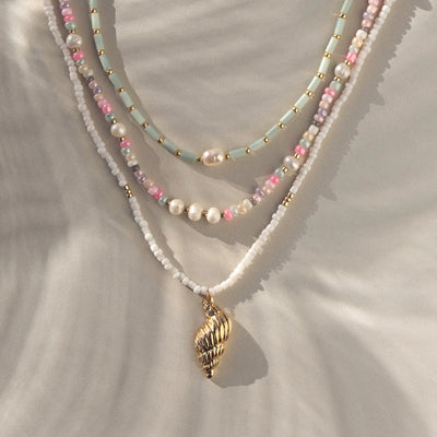 Tess - Pastelkleurige kralen- en parelketting